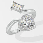 Emerald & Halo Heart 2 Diamond Ring - House Of Quadri