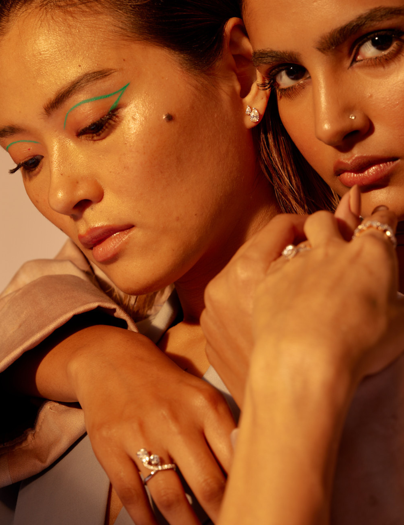 Empowered Pear Duo Studs - House Of Quadri