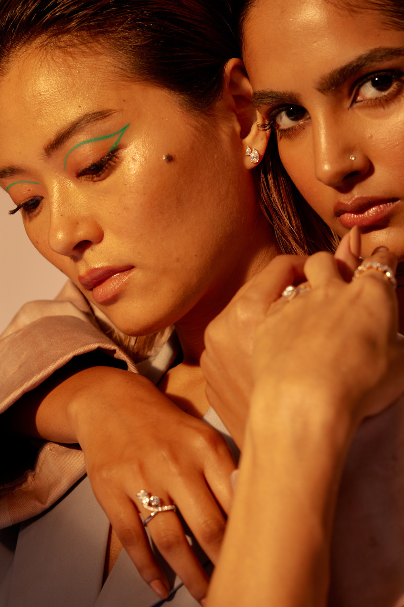 Empowered Pear Duo Studs - House Of Quadri