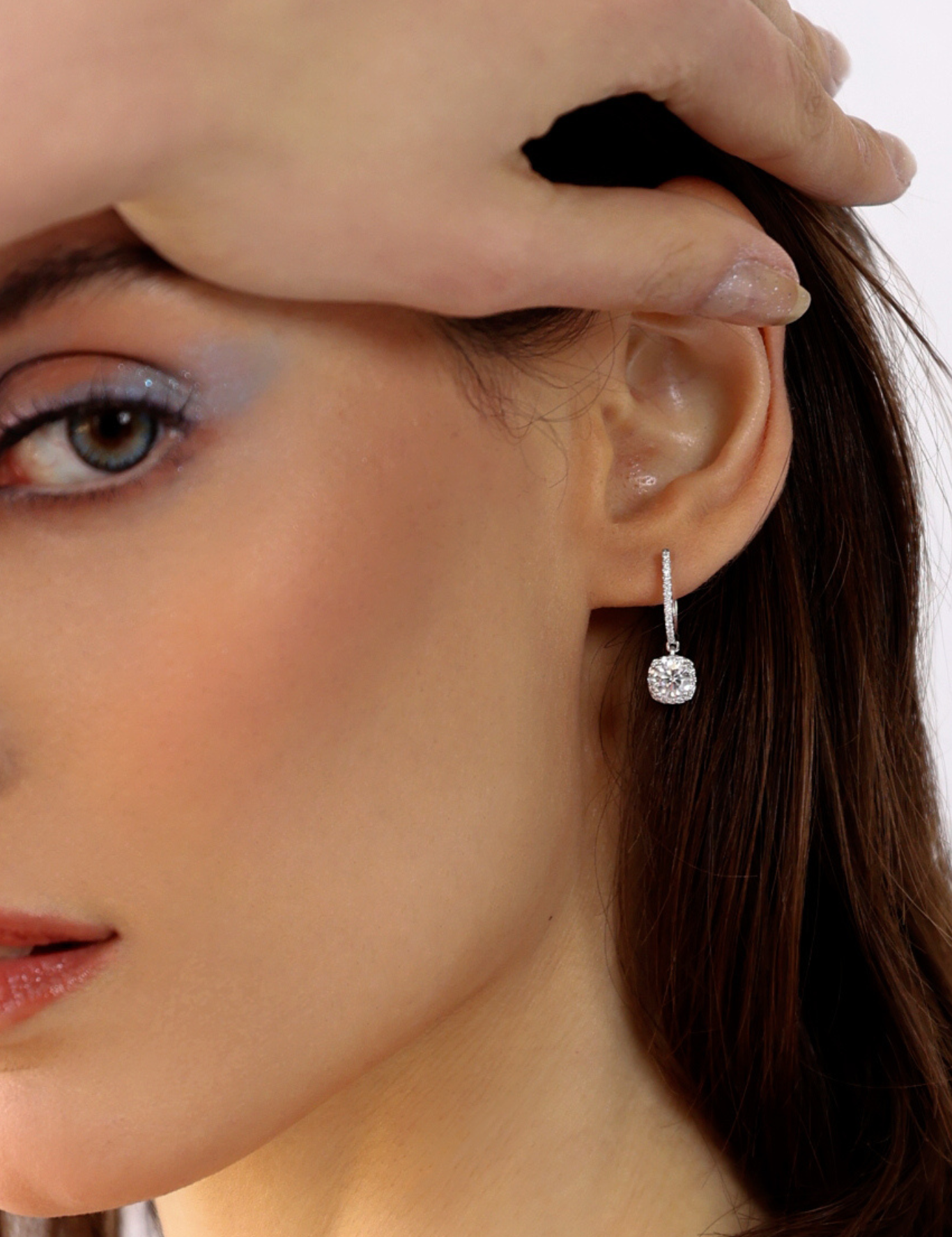 T-shirt Cushion Halo Solitaire Drop Danglers - House Of Quadri