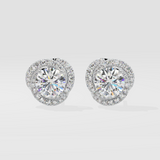 Stellar 6 ct Solitaire Swirl Halo Earring - House Of Quadri