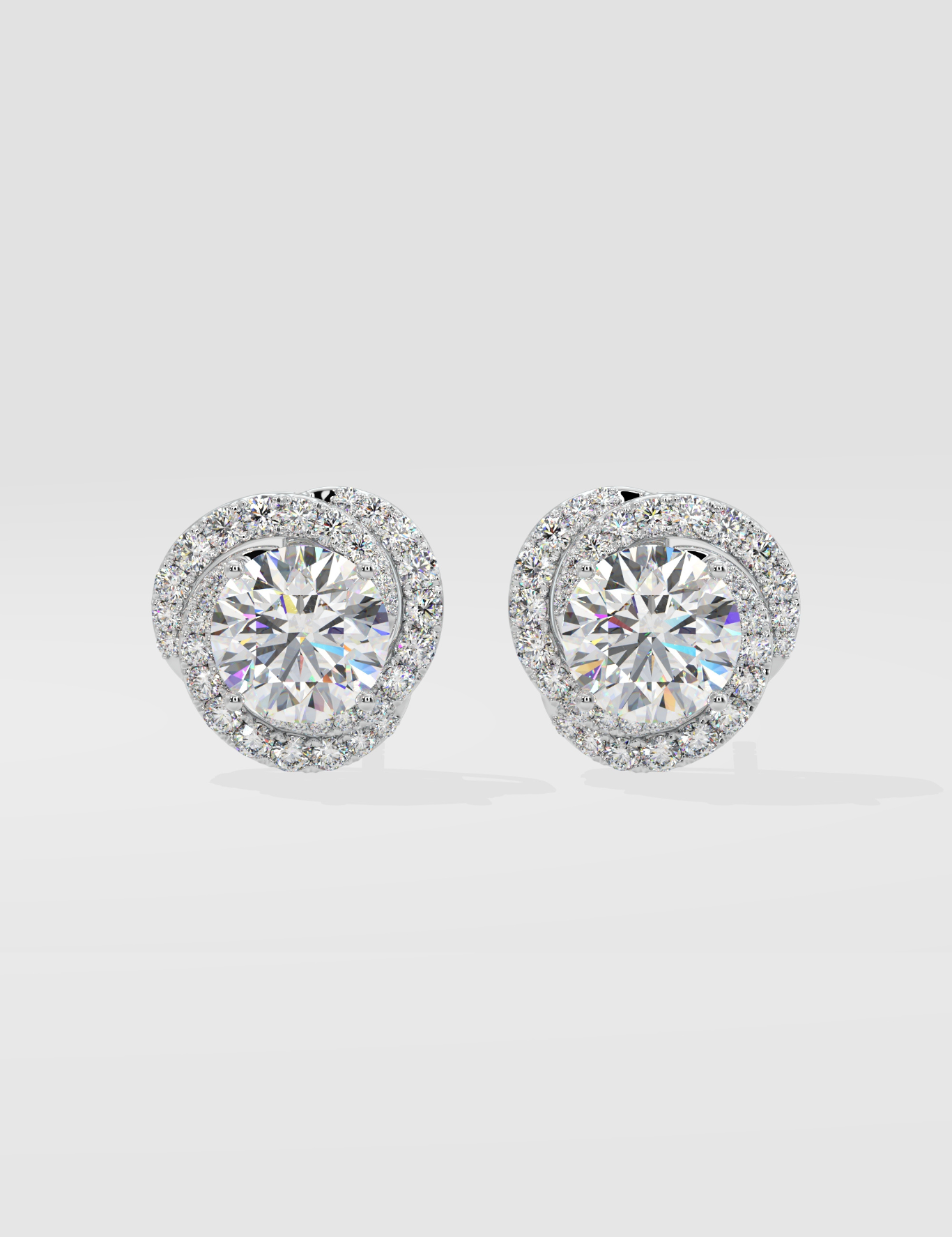 Stellar 6 ct Solitaire Swirl Halo Earring - House Of Quadri