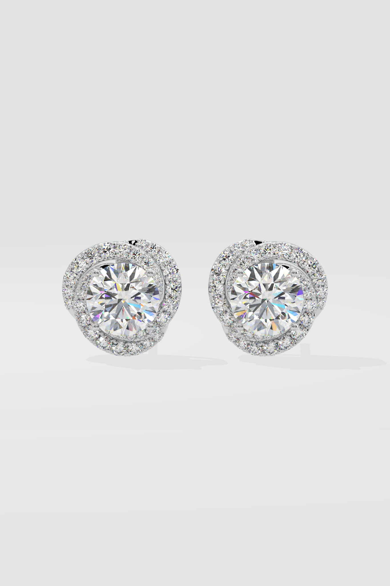 Stellar 6 ct Solitaire Swirl Halo Earring - House Of Quadri