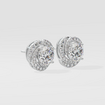 Stellar 6 ct Solitaire Swirl Halo Earring - House Of Quadri