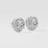 Stellar 6 ct Solitaire Swirl Halo Earring - House Of Quadri