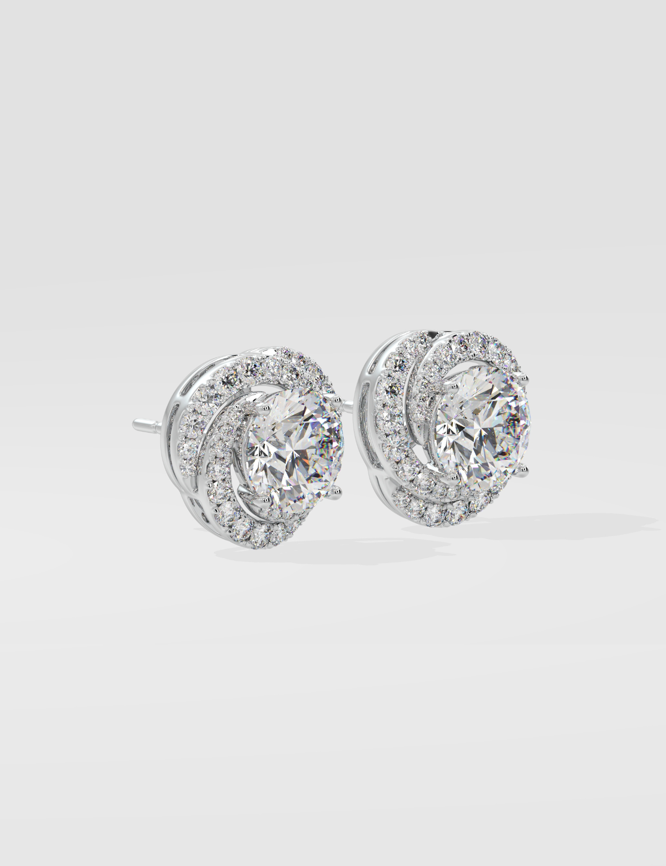 Stellar 6 ct Solitaire Swirl Halo Earring - House Of Quadri