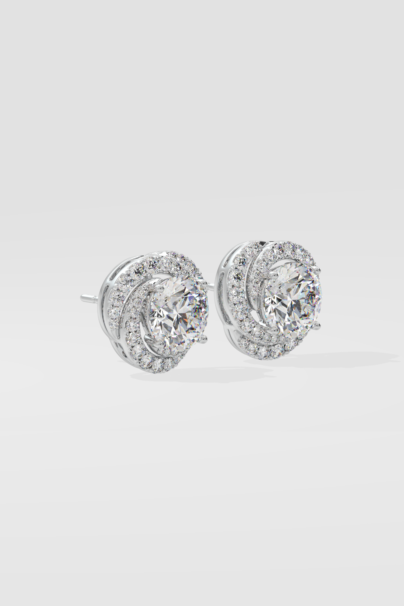 Stellar 6 ct Solitaire Swirl Halo Earring - House Of Quadri