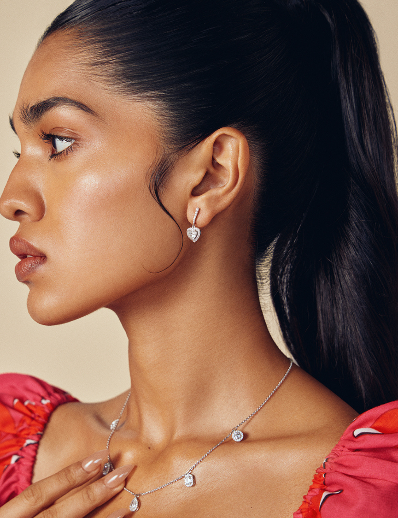 Halo Heart Danglers - House Of Quadri