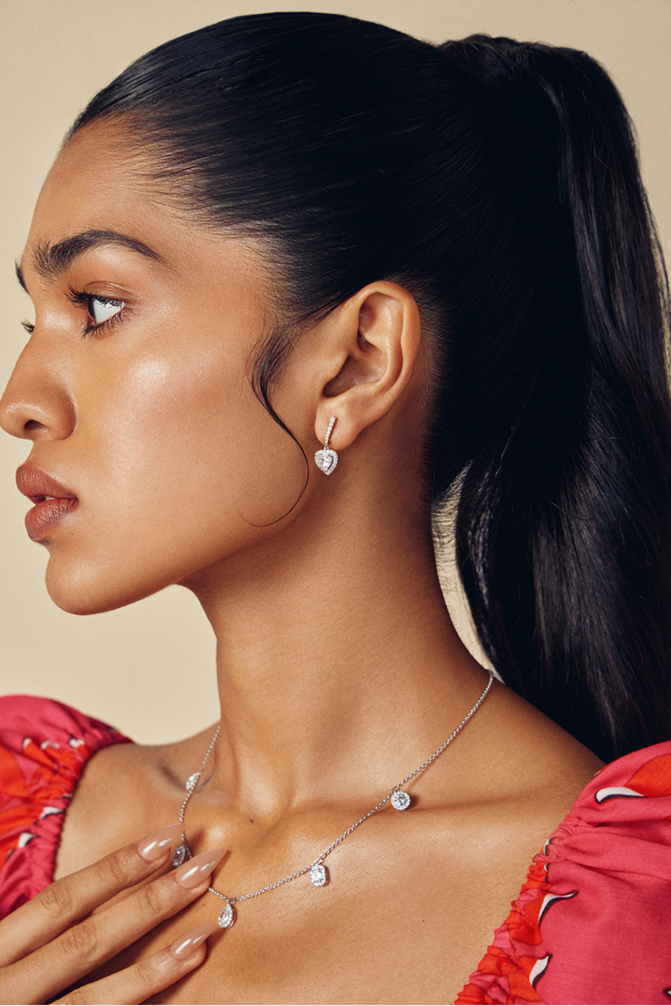 Halo Heart Danglers - House Of Quadri