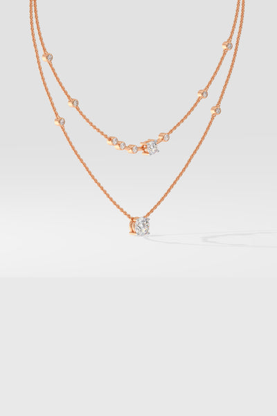 Stellar 2 Layered Arrayed Solitaire Necklace - House Of Quadri