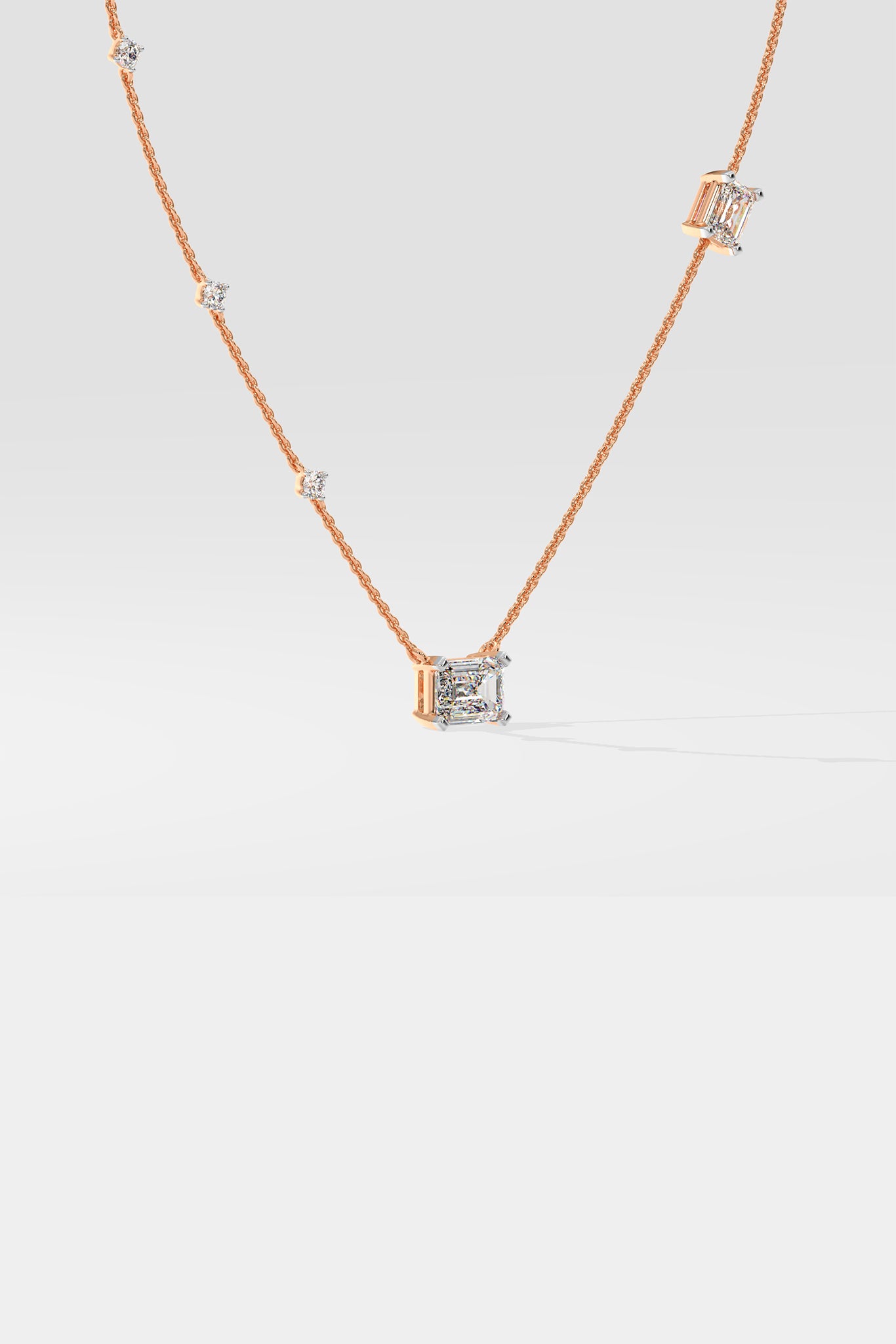 Emra Accented Solitaire Necklace Side View House of Quadri