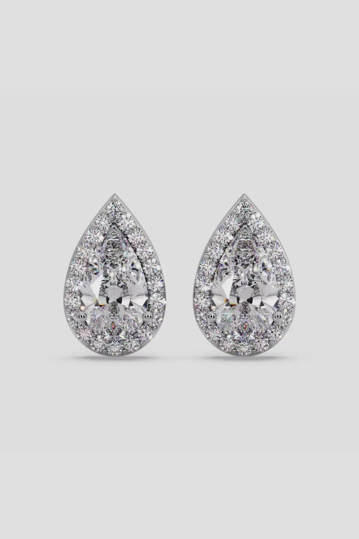 2 ct Pear Solitaire Halo Earrings