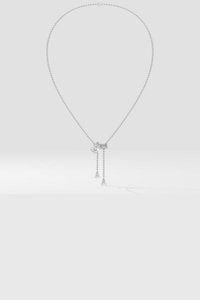 Askew 2 Stone Solitaire Necklace With Drops Full View House of Quadri