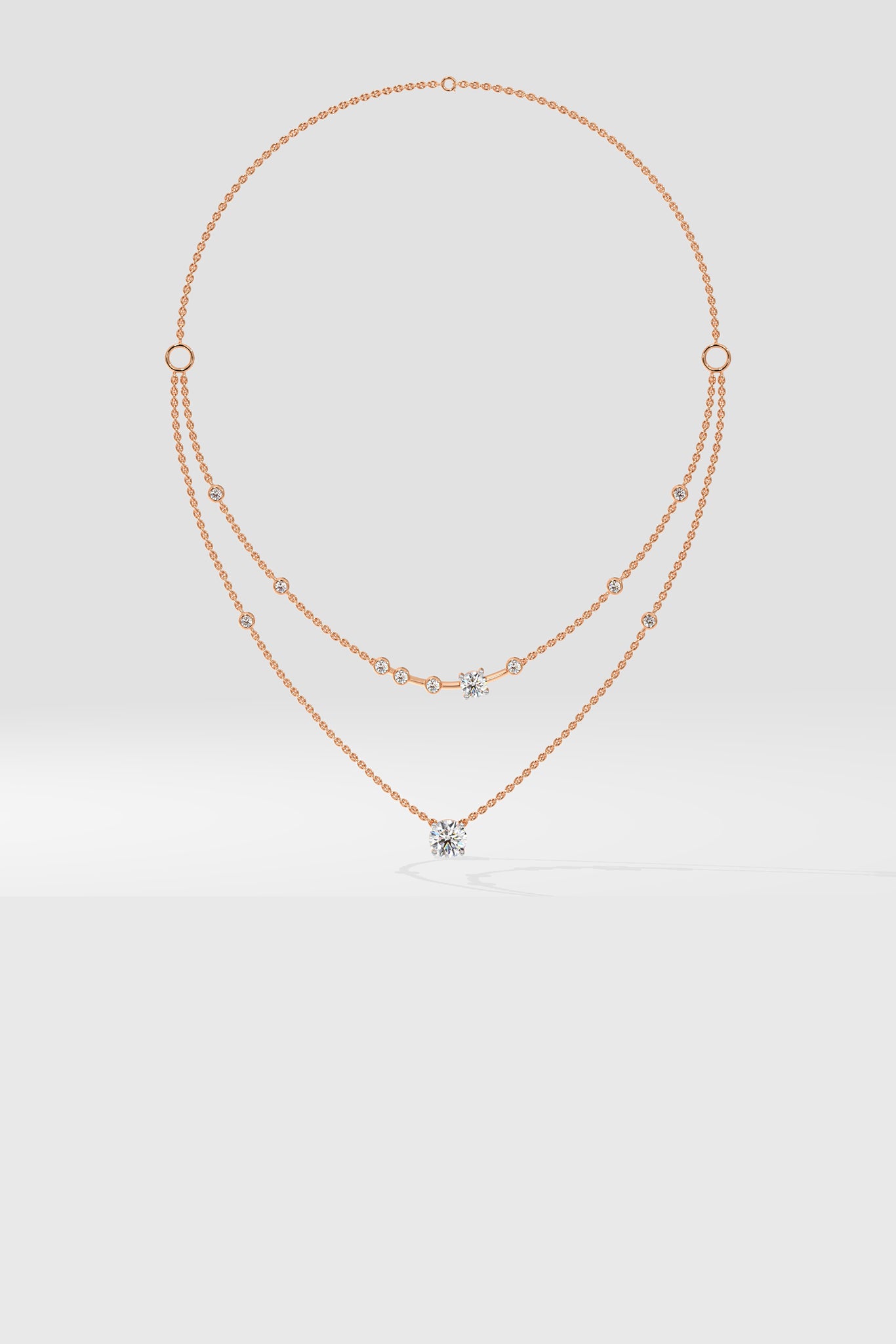 Stellar 2 Layered Arrayed Solitaire Necklace - House Of Quadri