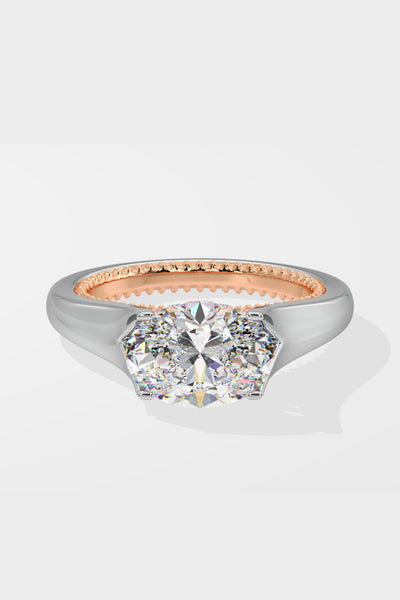 Askew Two- Tone Oval Solitaire Ring - House Of Quadri