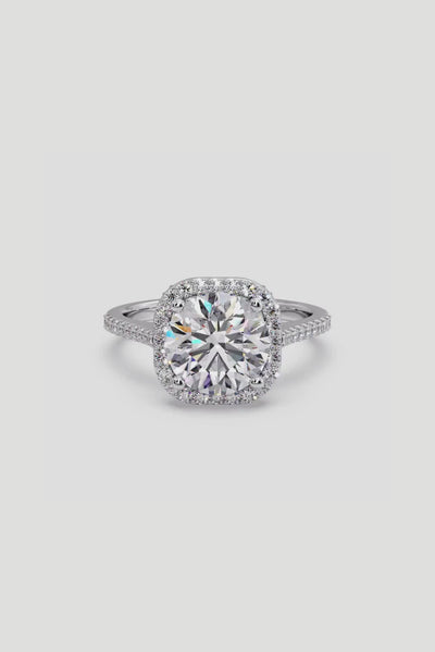 3 ct Cushion Halo Solitaire Ring