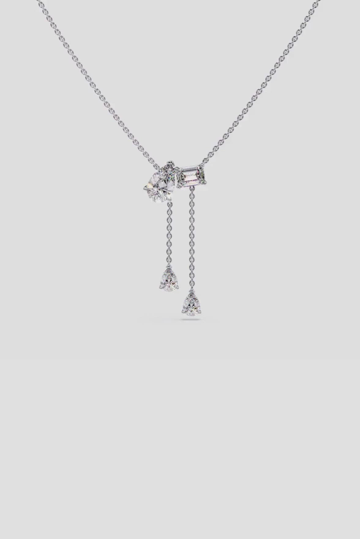 Askew 2 Stone Solitaire Necklace With Drops Compelte Look Video House of Quadri