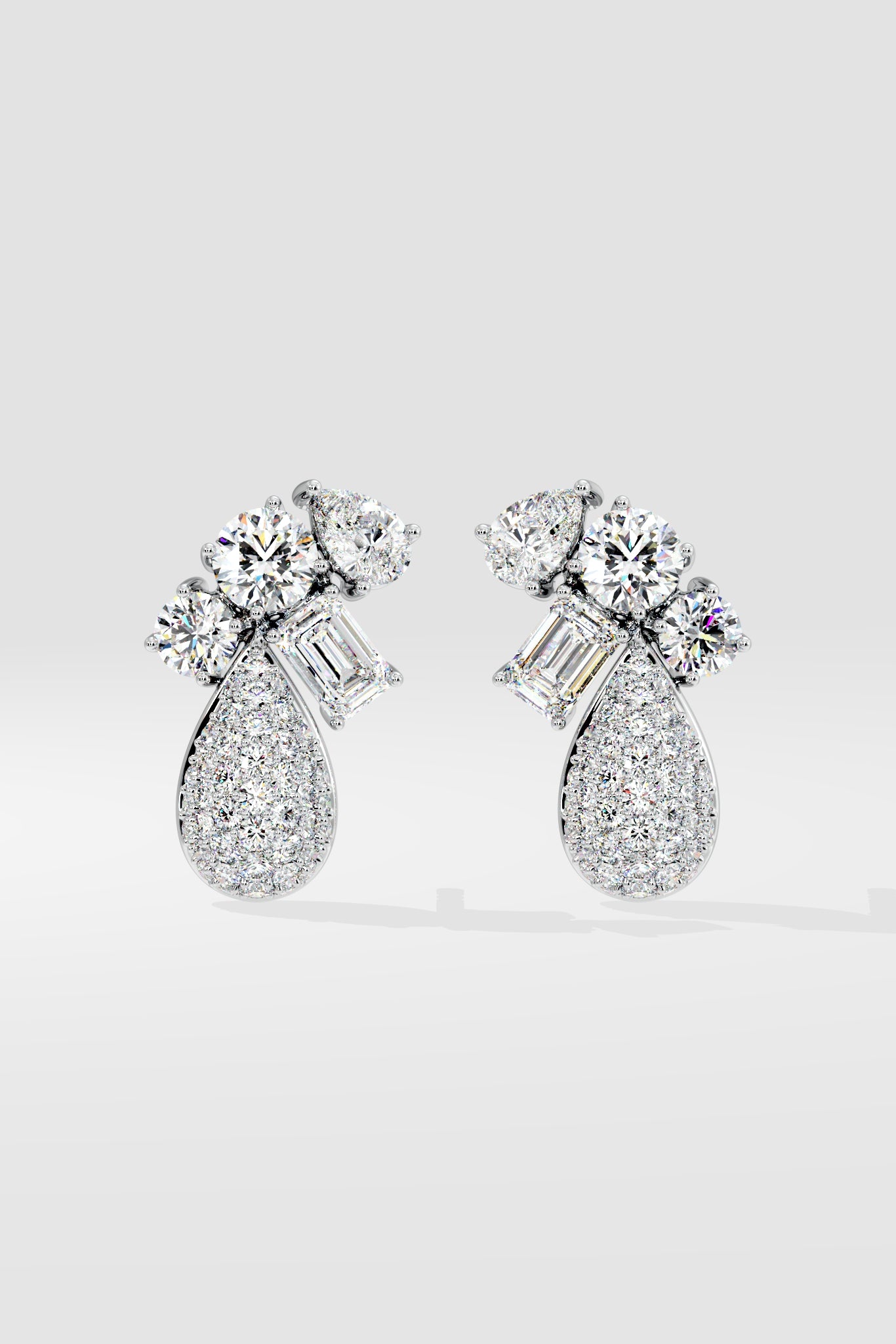 Empowered Cluster Diamond Drop Earrings - House Of Quadri