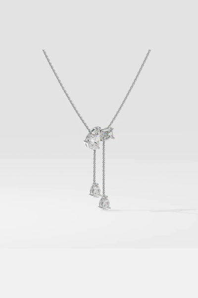 Askew 2 Stone Solitaire Necklace With Drops Close Look House of Quadri