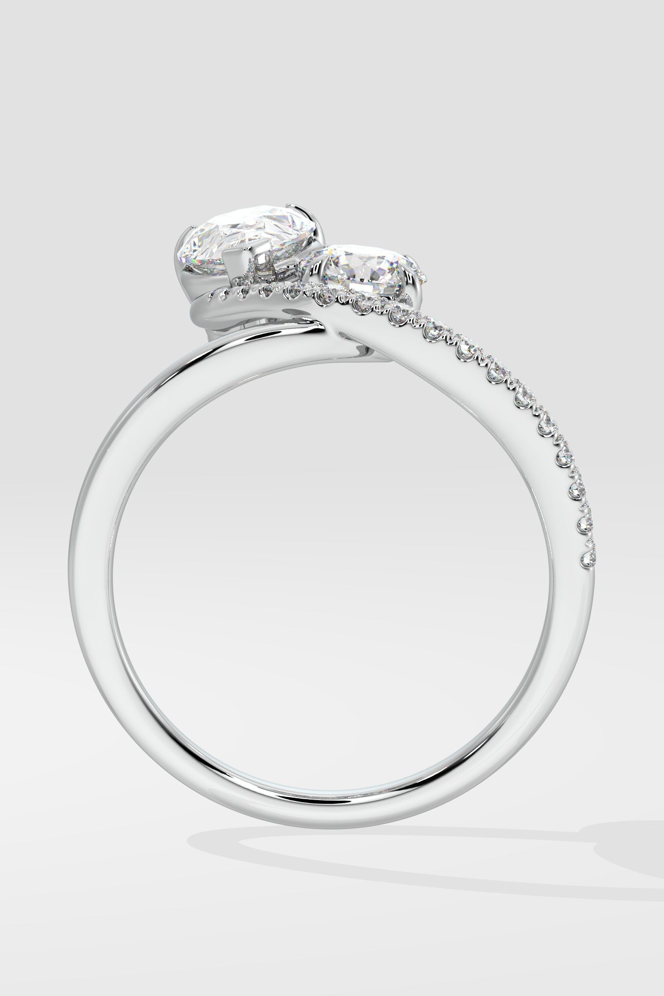 Empowered Two Stone Pear & Round Ring - House Of Quadri