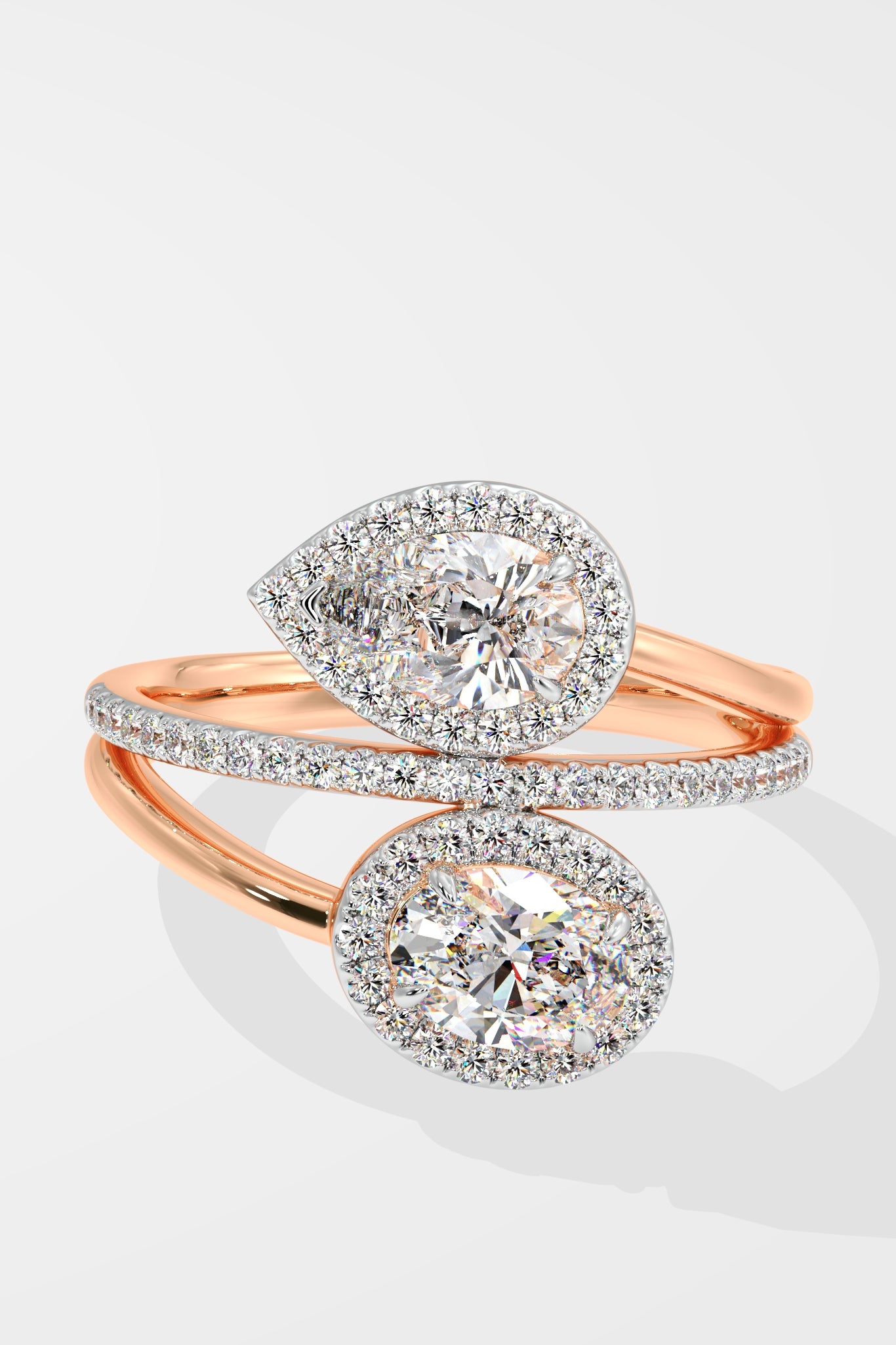 Empowered Two Stone Halo Solitaire Ring - House Of Quadri