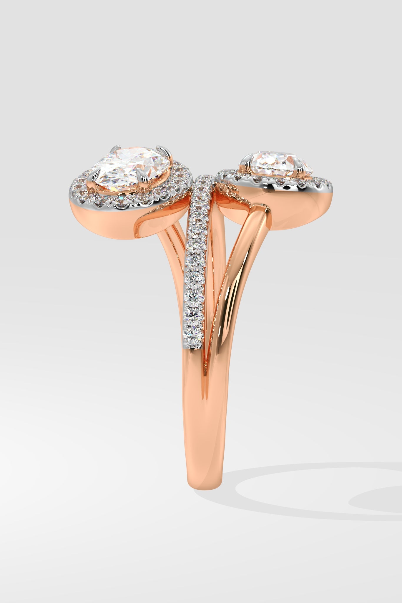 Empowered Two Stone Halo Solitaire Ring - House Of Quadri