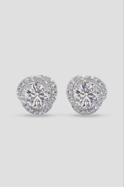 6 ct Solitaire Swirl Halo Earring