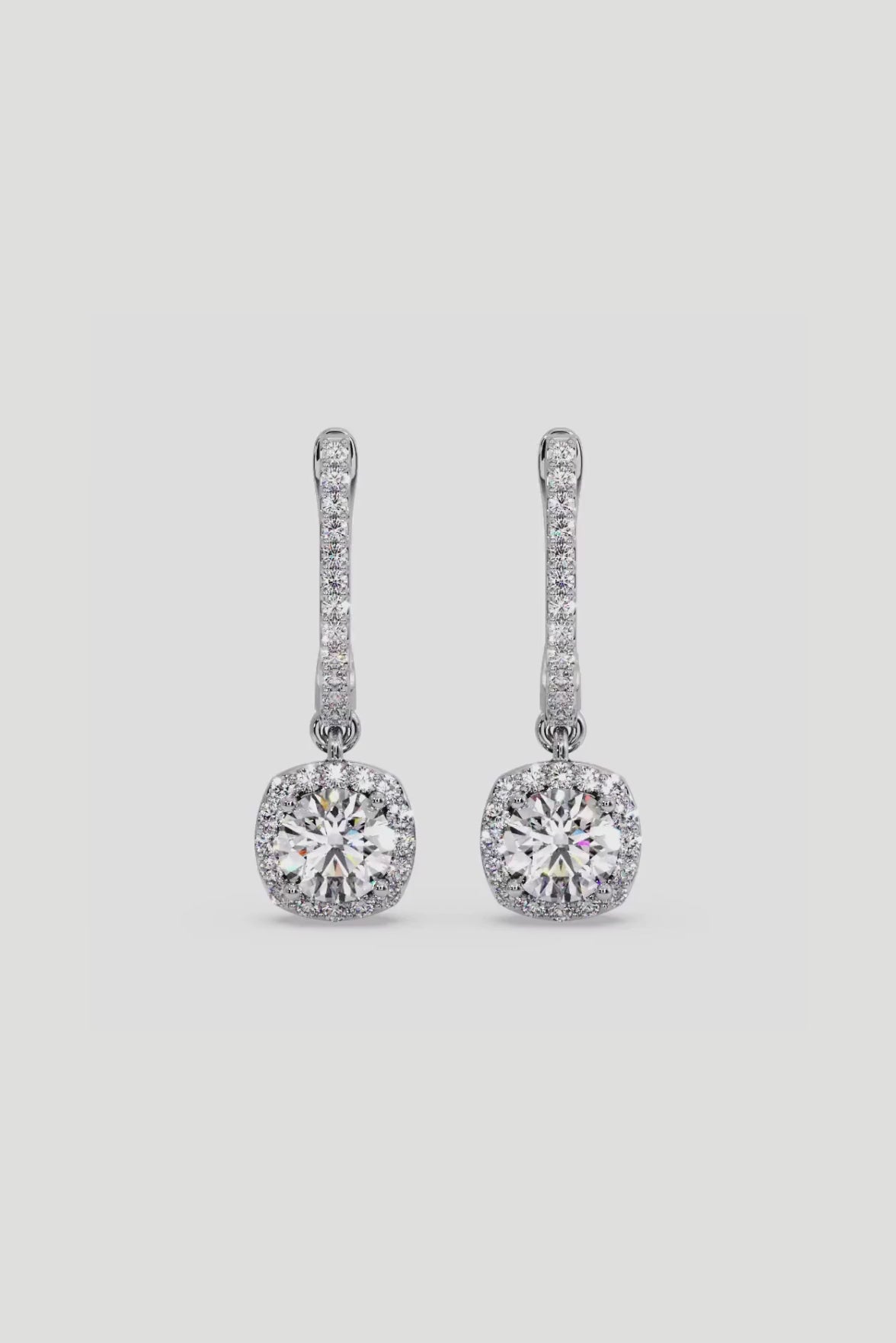 Cushion Halo Solitaire Drop Danglers