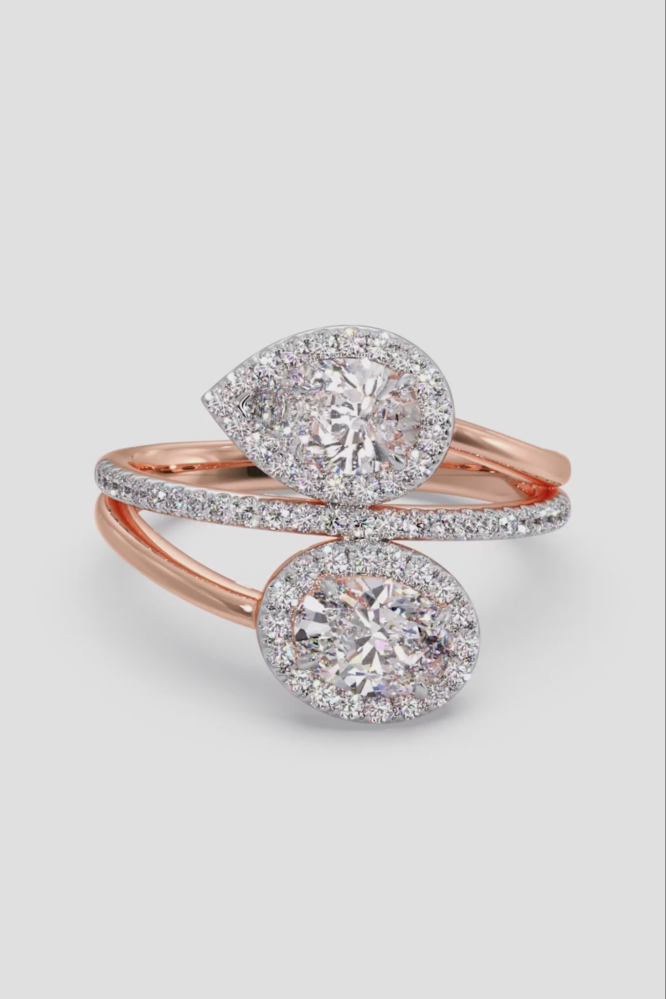 Two Stone Halo Solitaire Ring