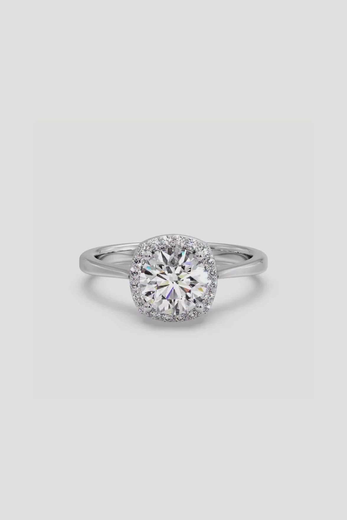 1 ct Cushion Halo Solitaire Ring