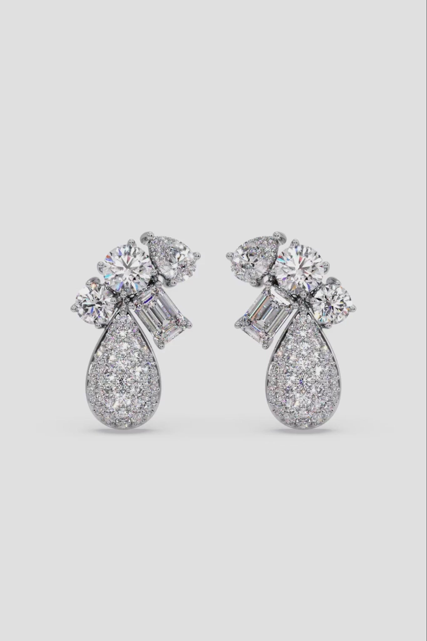 Cluster Diamond Drop Earrings