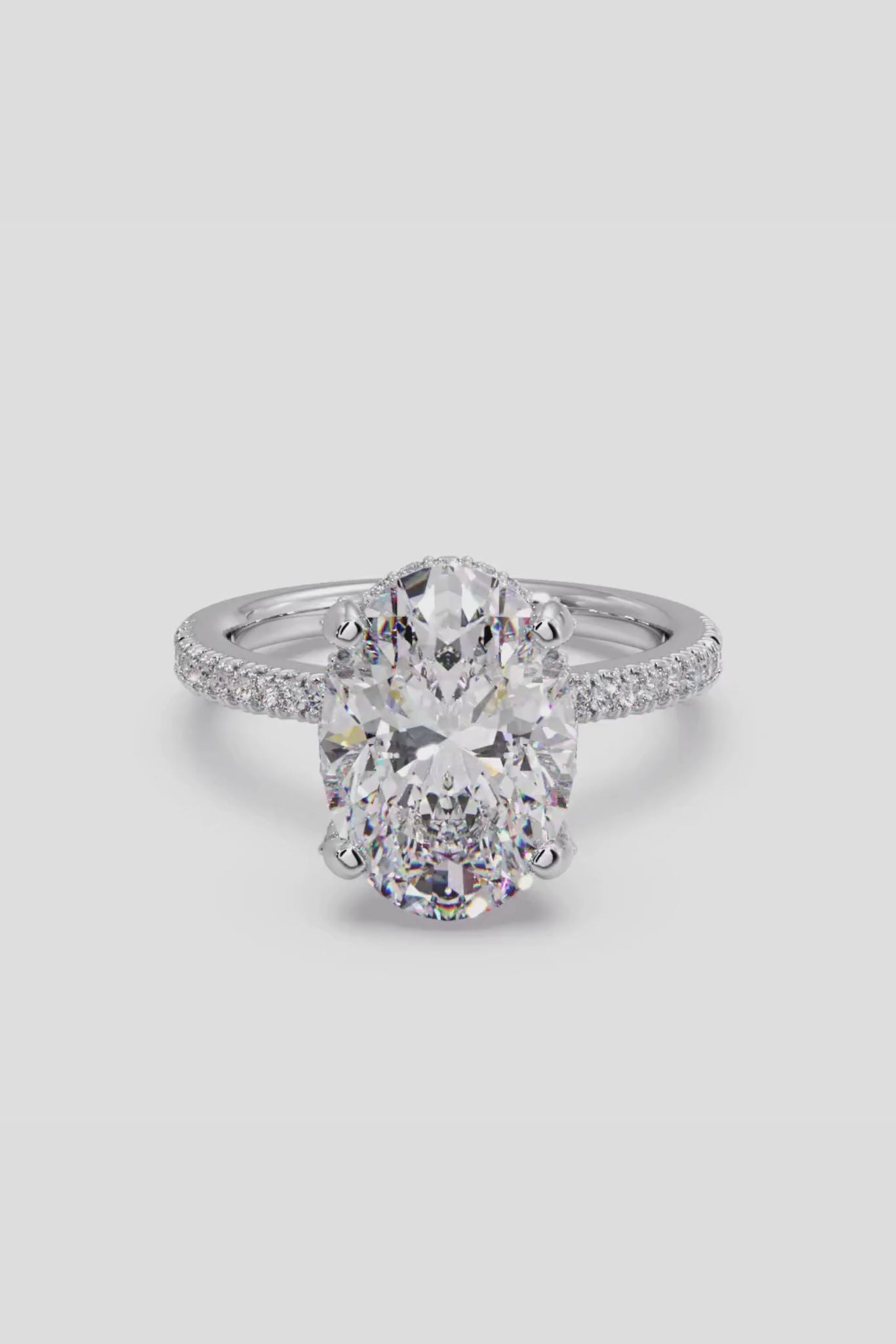 3 ct Oval Hidden Halo Ring